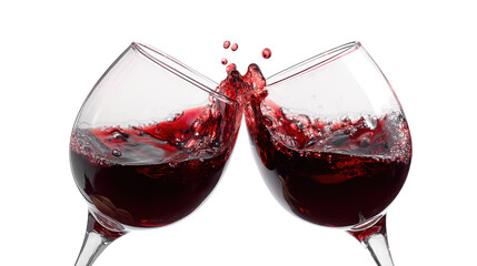 Cheers with two glasses of red wine.