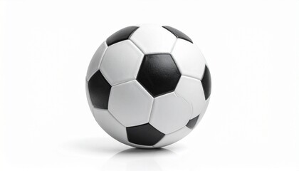 Fototapeta premium Classic black and white soccer ball with geometric pentagon-hexagon pattern.