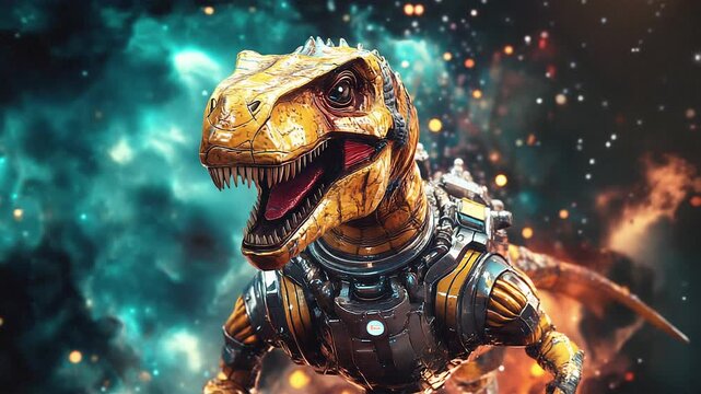 Dinosaur, retro movie style