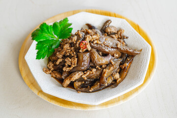 ナスと挽肉の和風炒め