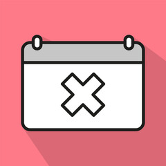 Calendar icon. Cancelled date symbol. Remove schedule reminder. Vector event illustration. EPS 10.