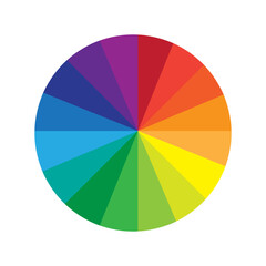 Obraz premium Colorful color wheel. Palette chart Vector. Spectrum arrangement graphic. Radial rainbow circle. EPS 10.