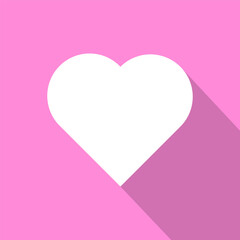 Heart symbol icon. Love sign illustration. Vector Valentine design. Long shadow graphic. EPS 10.