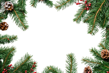 PNG Fir tree frame border christmas background decoration.