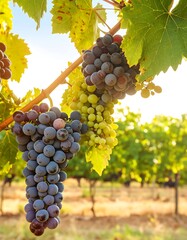 Fototapeta premium Vineyard Grapes Sunlight Closeup