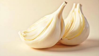 Fresh Peeled Garlic Cloves Isolated on Light Background for Cooking