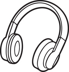 headphones outline vector illustration line&nbsp;art