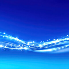 Bright blue abstract wave background with glowing lights creates serene and calming atmosphere, perfect for corporate themes or spa settings
