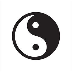 Yin Yang Balance icon silhouette vector with white background