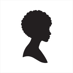 Illustrator elegant African American woman portrait side profile Silhouette vector. silhouette of a woman