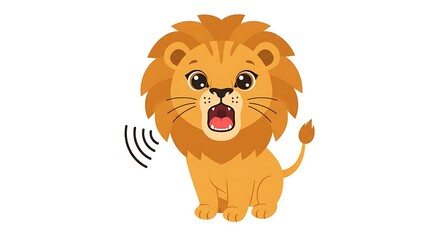Fototapeta premium Cartoon Lion Roaring on White Background in Vector Illustration