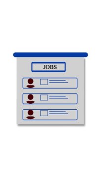Vertical video showing animated job application and hiring workflow. Recruitment and hiring process displayed in animated job application interface. Job application and recruitment process animation.