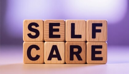 Self Care Wooden Blocks Wellness and Mental Health Concept