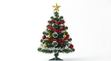 Decorated Christmas Tree on White Background Festive Holiday Season