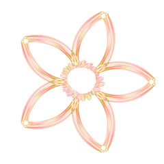 Abstract Five-Petal Pink Flower with Golden Tips