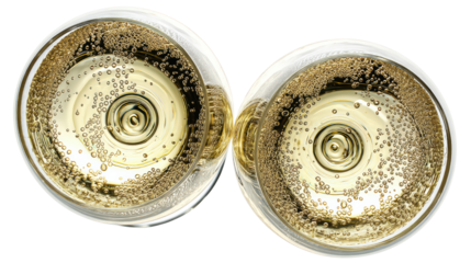 Two glasses of sparkling champagne toast.