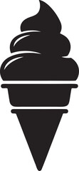  Black silhouette icon of ice cream cone with swirl scoop design