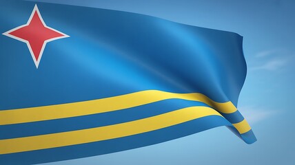 Aruba flag waving in the wind