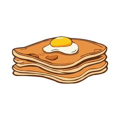 Stack of Pancakes with Sunny-Side Up Egg Delightful Breakfast Treat with Golden Syrup Ready to Eat