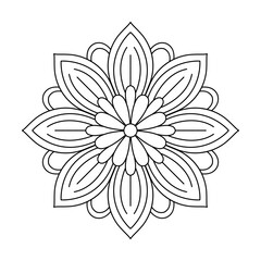 Spiritual floral bloom mandala coloring book page