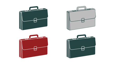 Four colorful briefcases business travel professional documents secure cases collection vector
