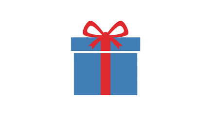 Fototapeta premium Blue gift box wrapped with red ribbon and bow for celebration holidays and presents vector