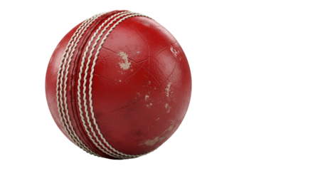 Red cricket ball close-up isolated PNG with Transparent Background