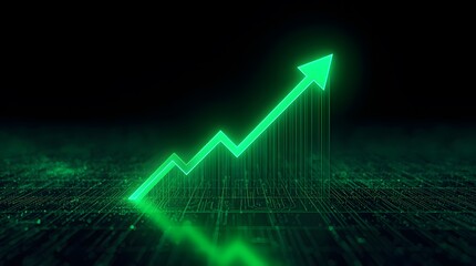 High-impact visuals with glowing green arrows rising through futuristic or abstract scenes, symbolizing strong stock growth and momentum. No text, no people. AI-Generated!