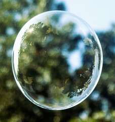 Bubble is floating in the air