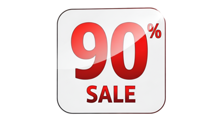 Sale sign with 90 percent off isolated PNG with Transparent Background