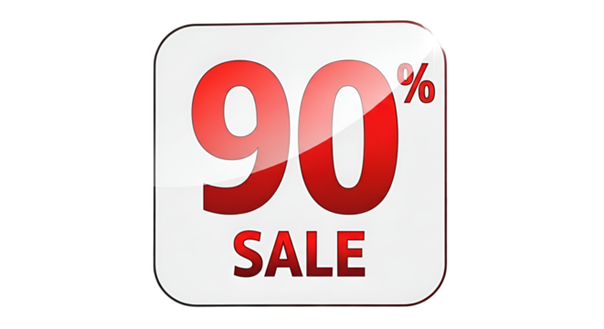 Sale sign with 90 percent off isolated PNG with Transparent Background