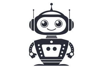 Cheerful Cartoon Robot Waving Hand in Style with White Background