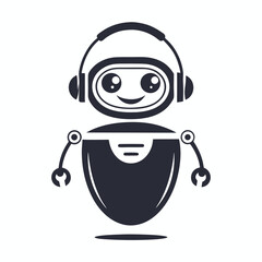 Cheerful Outline Robot Waving Hello Isolated on a Clean White Background Art