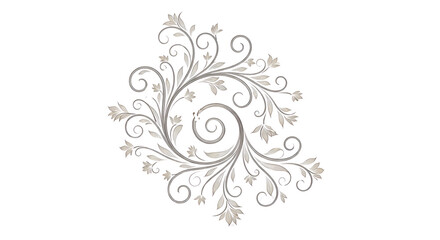 Elegant floral swirl with leaves and blossoms isolated PNG with Transparent Background