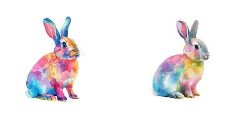abstract color silhouette of rabbit watercolor vector illustration