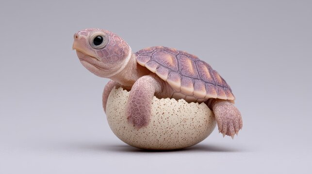 Baby turtle emerges from its egg in a moment of wonder on a warm sunny day at the beach. Reptile Awareness Day and National Reptile Day