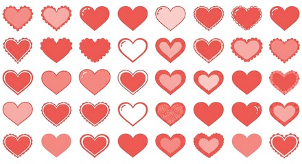 Collection of Red Heart Shapes in Different Styles for Design