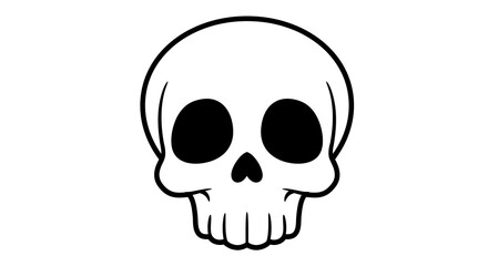 Skull Illustration in Black and White on Plain Background