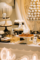 Elegant dessert table display featuring macarons and cupcakes for a festive celebration