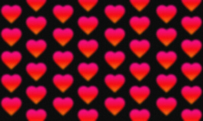 Colorful Gradient Heart Texture – Grainy Abstract Background with Pixelated Noise in Red and Orange Tones. Ideal for Banner, Poster, Header Design, Copy Space.