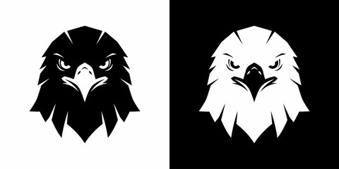 Black stylized eagle head logo facing forward flat illustration logo