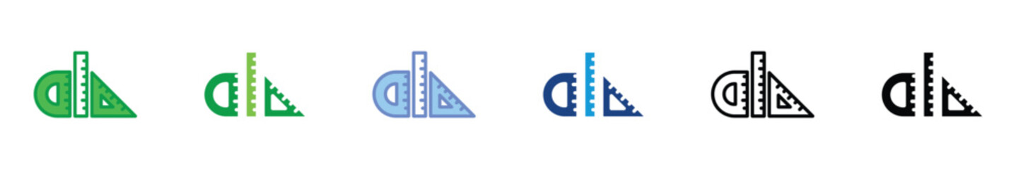 Ruler and Geometry Tools Icon Set – Math, Measurement, School, and Drawing Vector