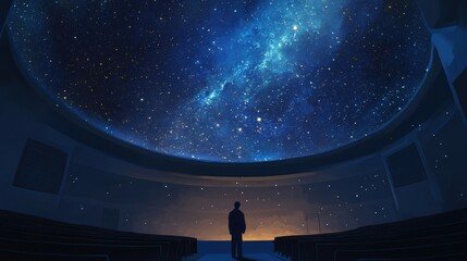 A night sky dome in an architectural interior.