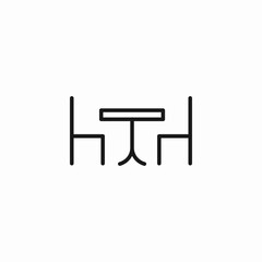 dining table chairs icon sign vector