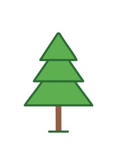 Flat Minimalist Tree Icon – 2D Nature Vector Illustration