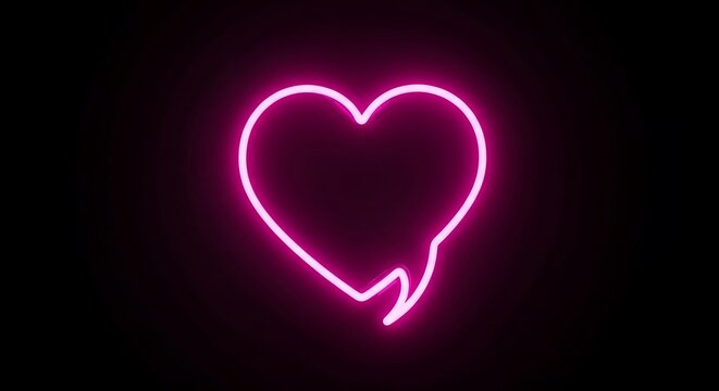 Glowing pink heart speech bubble against a dark backdrop representing love and affection expressing care