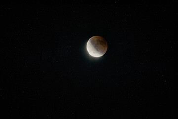 Moon eclipse over night sky, September 7 2025
