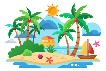 tropical island with palm trees