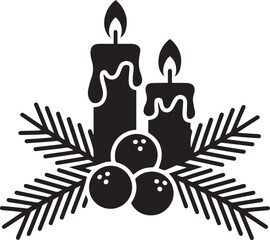 Christmas candle clipart vector silhouette vector