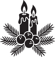 Christmas candle clipart vector silhouette vector